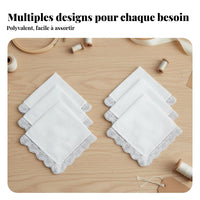 6 Pieces Wedding Handkerchief Elegant Design DIY Embroidery Handkerchief
