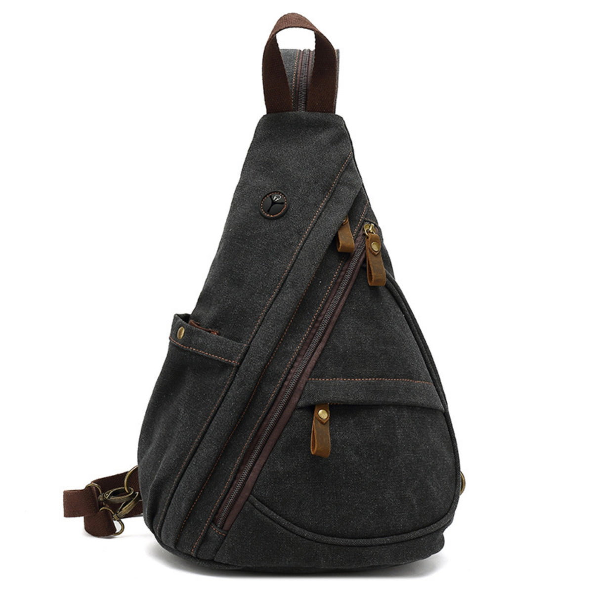 Stitched Panel Design Individual-Strap Backpack Carrying Accessory Multiple Pockets Teardrop Shoulder Bag for Men
