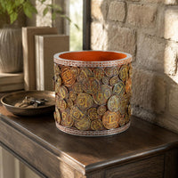 Chinese Planter Patterned Rims Cylindrical Planter Handcrafted Home Decor