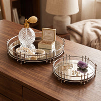 Geometric Metal Mirror Tray Decorative for Living Room and Dining Room