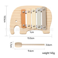 Orff 5-Note Elephant Xylophone, Wooden Musical Toy for Kids 3-6 Years