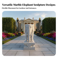 Stone Elephant Statue Handmade Large Garden Elephant Statue Finely Detailed Stone Animal Sculpture for Homeowners, Business Owners, Porch, Patio, Yard
