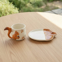 Squirrel Coffee Mug Hand-Painted Teacup Sculpted for Afternoon Tea, Office Desk