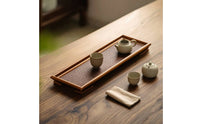 Bamboo Tea Tray Natural Bamboo Tray with Woven Surface Shallow Sturdy for Hosts, Tabletop Organization