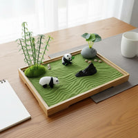 Panda Sand Tray Decor Compact Miniature Desk Landscape Portable for Office, Home