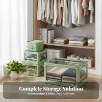 Collapsible Storage Box with Doors Foldable Stackable Box with Doors for Renters