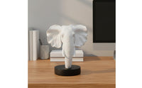 Elephant Head Statue Polyresin Resin Elephant Head Ornament Detailed Texture Animal Sculpture for Desktop, Office