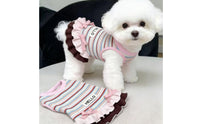Knit Dog Vest Dress Ruffles Ruffle Pet Dress Ruffled Trim for Summer, Small Dogs
