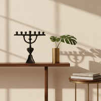 Candelabra Matte Black Tabletop Centerpiece Sculptural for Mantel, Hotel Lobby