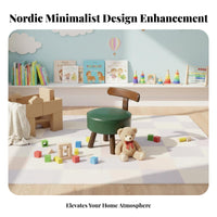 Round Swivel Ottoman Solid Wood Construction Low Stool Padded Seat for Children
