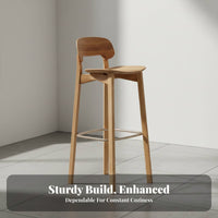 Bar Stool with Backrest Modern Design Counter Chair Built-in Footrest Stable Wide Base for Homeowners, Restaurant, Cafe