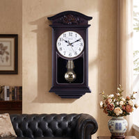 Pendulum Wall Clock Wood-Look Wall Clock with Pendulum Farmhouse for Home Office