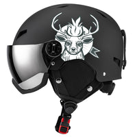 Cartoon Pattern Ski Helmet with Goggles for Children and Adults