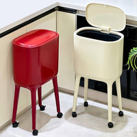 Rolling Waste Bin with Lid Large Capacity Tall Trash Can with Wheels Profile Household Essential for Washroom