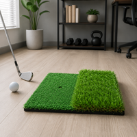 Portable Golf Practice Mat 30x30cm, Rubber Golf Hitting Mat, Golf Simulator Mat for Indoor Training