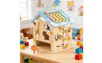 Wooden Toy House with Xylophone Interactive Busy House Learning Busy Box Sensory for Toddlers, Playroom
