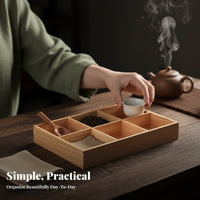 Keeps Items Separate Multicompartment Wooden Box Multifunctional Wooden Sorting Tray Natural Wood Look desktop Organizer Sturdy Construction for hot beverage lovers, Home Organizers, Desktop, Living Room, Kitchen, Bedroom