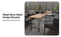USA Retro Look mechanical Pipe-Leg Table and Bench Set sturdyDuty Build business-grade Furniture Powder-Coated Finish guest seating Seating indoor/outdoor Use for Restaurant Owners, Business Proprietors, homeowners, Cafe, Bar, eatery, BBQ Joint