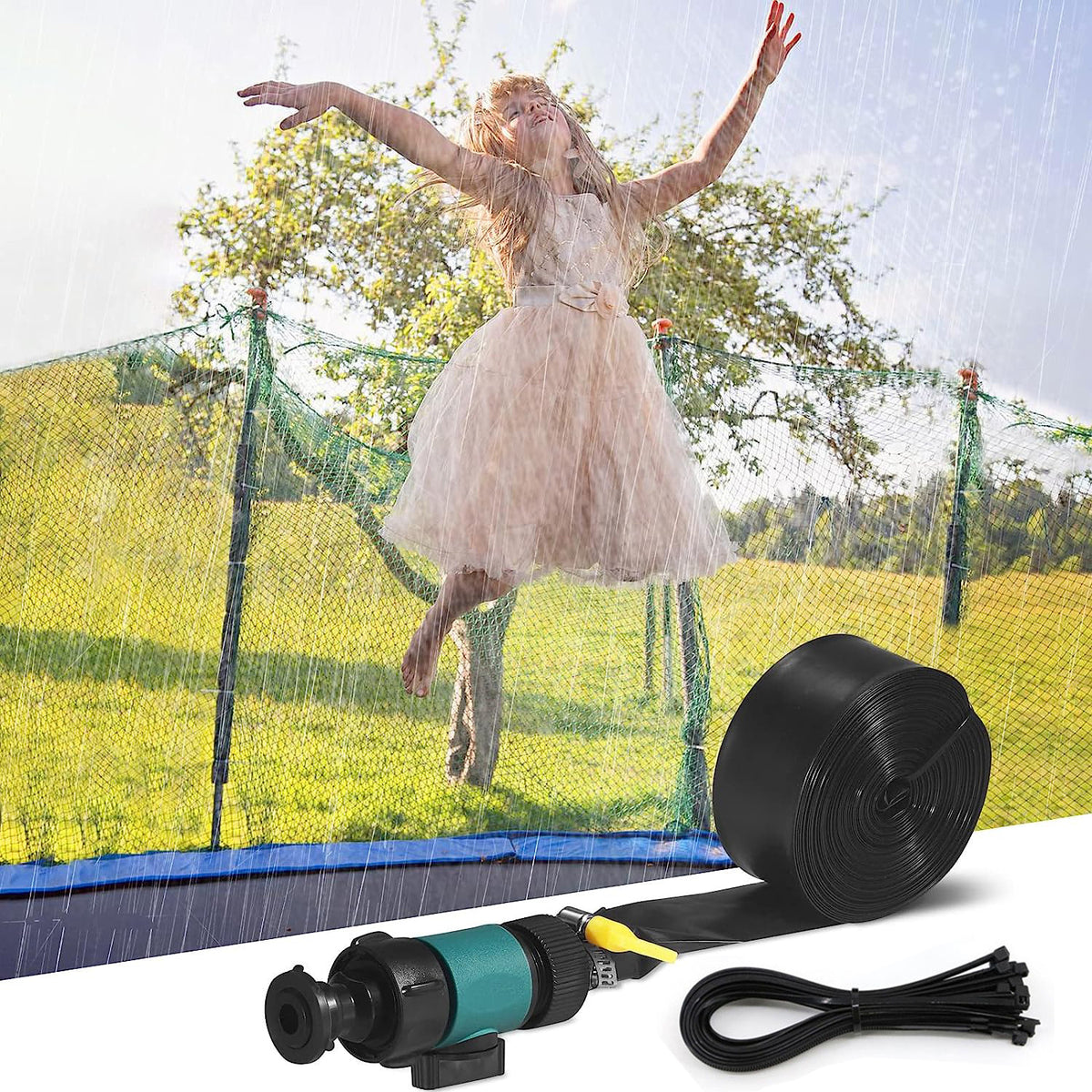 Trampoline Sprinkler for Kids Summer Backyard Water Park Toy Outdoor Water Toy Trampoline Sprinkler Accessory