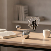 Modern Ornament with Human Figure Elegant Abstract Sculpture Artistic Figurine for Office Desk, Study