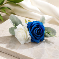 Artificial Rose Decoration Layered Faux Flower Accent with Leaves Cake Flower Topper Lightweight Cake Topper with Flowers