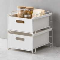 Steel Drawer Organiser, Stackable Drawer Unit for Cabinet Storage, Modern Minimalist Parts Organiser, Matte White Tool Drawer Organiser