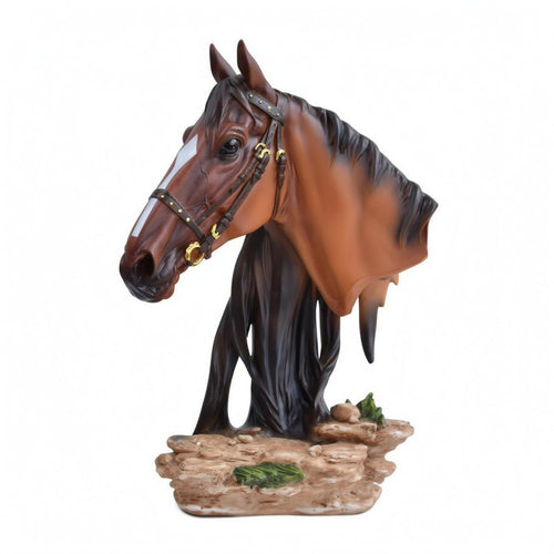 Resin Horse Head Ornament Realistic Room Decoration Metallic-Finish Accents