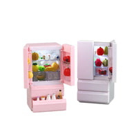 Miniature Double-Door Refrigerator with Light - 1:12 Scale Dollhouse Kitchen Model