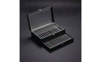 Pen Storage Box with Clear Lid Multi-Compartment Pen Storage Display Case Shielded for Collectors