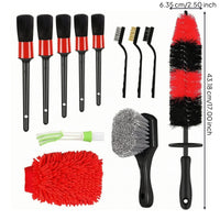 12 Pieces Microfiber Car Detailing Brush Set Professional Automotive Cleaning Brush Kit Long Handle Car Wash Kit with Glove Water Absorption