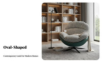 Modern Nordic Design Cushioned Swivel Armchair Luxuriously Soft Cushioning Accent Chair Sturdy Metal Base Lounge Seating Ergonomic Design for Homeowners, Apartment Dwellers, Readers, Living Room, Balcony, Small Areas, Reading Nook