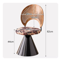 Retro Wooden Vanity Chair Backrest Rotating Vanity Chair Upholstered Seat