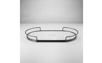 Elliptical Tray with Metal Rim Textured Elliptical Tray Low Profile for Coffee Table, Entryway