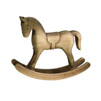 Hand-Carved Wooden Rocking Horse Figurine Vintage Style