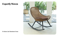 Comfortable Lounger Woven swivel chair Erand to proceednomic Design Woven Seat Rocking Chair long-finaling Construction Outdoor Furniture Comfortable paddinging for Seniors, Homeowners, Book Lovers, Balcony, Patio, Backyard, Garden