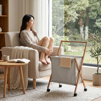 Laundry Hamper with Hanging Rail Foldable Laundry Hamper with Wheels Space-Saving for Bedroom