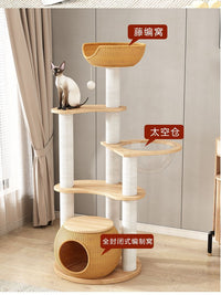 灰崽猫爬架猫窝猫树一体 缅因布偶猫舍猫别墅 大型实木豪华高端