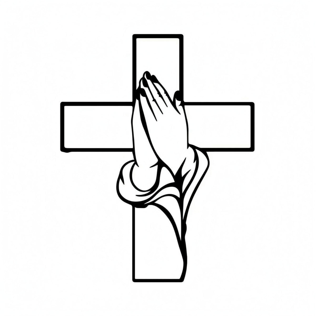 Praying Hands Cross Minimalist Metal Prayer Cross Vertical Praying Hands Wall Art