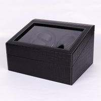PU Leather Watch Winder Box with Ostrich Texture, 4+6 Slots, Automatic