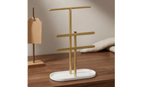 T-Shaped Jewelry Display Stand Perforated Necklace Earring Organizer Freestanding Metal Jewelry Rack Oval Base