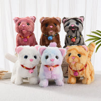 Electric Plush Cat Toy with Walking, Sound, and Tail Wagging
