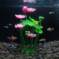 21cm Artificial Aquarium Plants with Weighted Base, Aquatic Tank Lotus for Background, Low Maintenance Sunlight-Resistant Decor