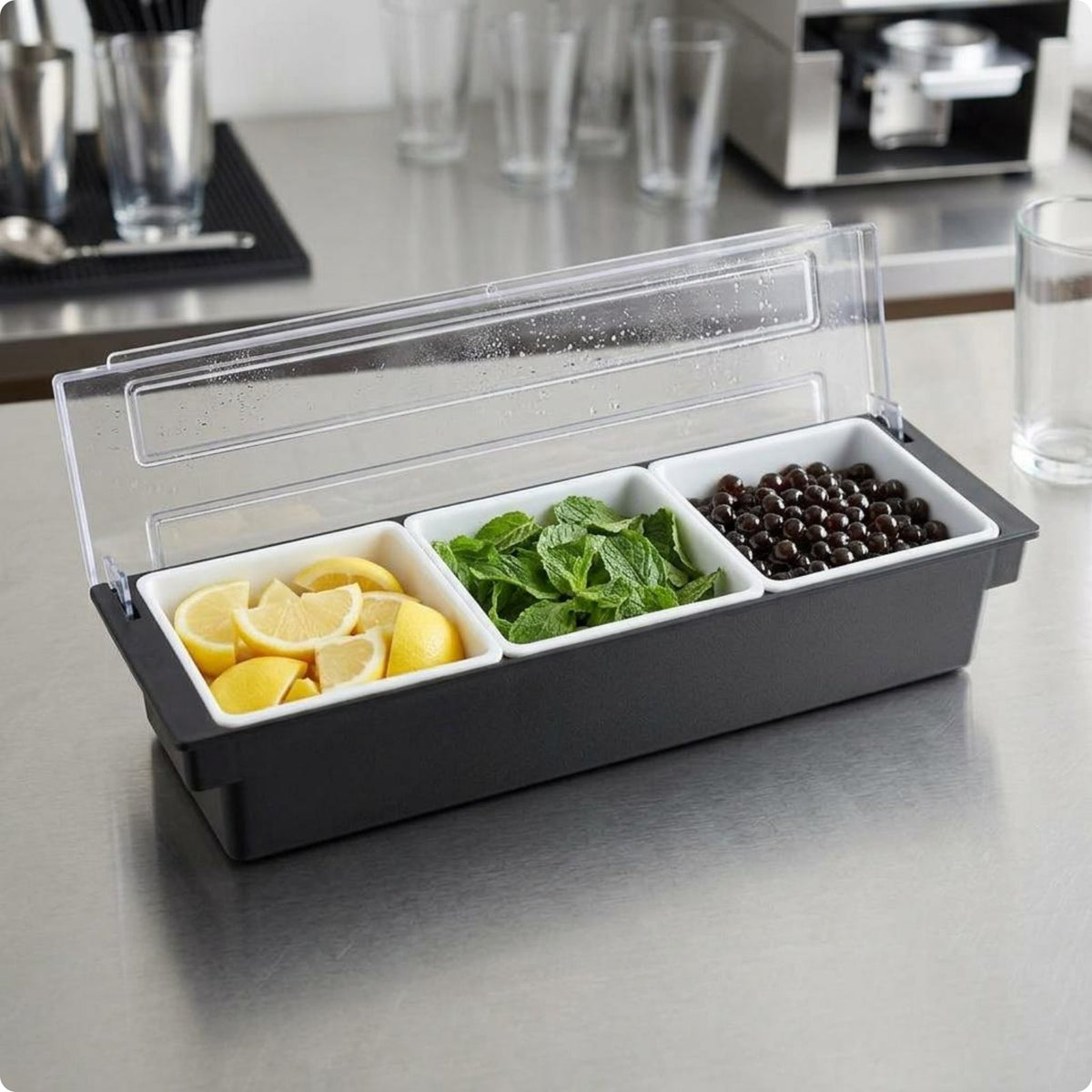 Divided Condiment Container with Lid 5 Compartment Food Tray Preservation