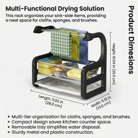 Bathroom Sink Organizer, Carbon Steel Wall Mounted Kitchen Accessory, Dual-Use Sponge Holder for Countertops, Utility Storage for Washing Up