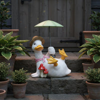 Duck Statue with Umbrella Lightweight Duck Sculpture Holding Umbrella for Patio