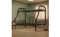 Industrial Bunk Bed with Safety Guardrail and Ladder Long-Lasting Iron Bunk Bed Stable Furniture Reinforced for Students