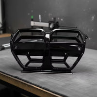 Gloss Black Front Grille with Central Divider Sporty Replacement Front Grille Stylish Kidney Grill Sleek for Car Enthusiasts
