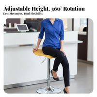 Stable Base Adjustable Swivel Barstool Built-in Footrest Adjustable Swivel Saddle Chair Modern Design Counter Stool Upholstered Seat for Bar Owners, Homeowners, Adults, Reception Area, Restaurant, Kitchen, Dining Room