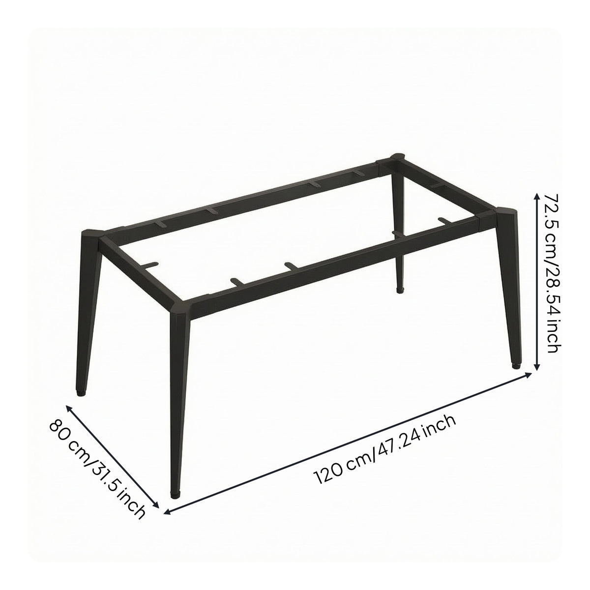 Welded Steel Table Legs Cross-Braced Square Desk Legs Furniture Part Heavy Duty Home Hardware Industrial Style