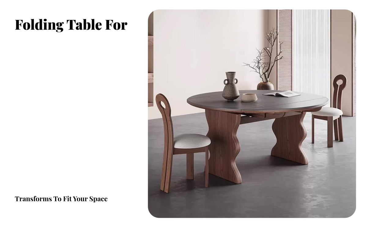 Extendable hinged panelpedpanel Table Transforms from Rectangle to Round hinged panelpedpanel Dining Table Sintered Stone surface transformable Furniture for Kitchen, Home